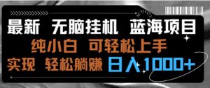 最新无脑挂机蓝海项目纯小白可操作简单轻松有手就行无脑躺赚日入1000+-大磊资源网
