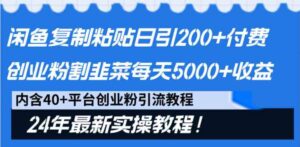 （9054期）闲鱼复制粘贴日引200+付费创业粉，割韭菜日稳定5000+收益，24年最新教程！-大磊资源网