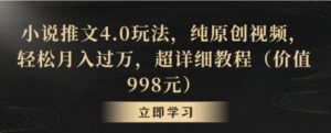 小说推文4.0玩法，纯原创视频，轻松月入过万，超详细教程-大磊资源网