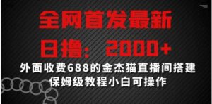 全网首发最新，日撸2000+，外面收费688的金杰猫直播间搭建，保姆级教程小白可操作-大磊资源网
