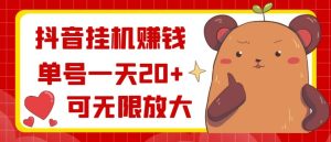 抖音挂机赚钱，单号一天20+，可无限放大-大磊资源网