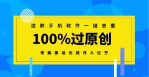 这款手机软件一键去重，100%过原创无脑搬运也能月入过万-大磊资源网