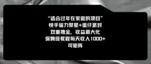 适合过年在家做的项目，快手磁力+蛋仔派对，双重撸金，收益最大化保姆…-大磊资源网