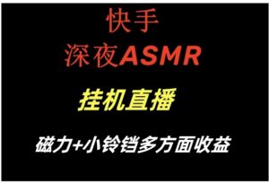 快手深夜ASMR挂机直播磁力+小铃铛多方面收益-大磊资源网