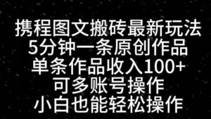 携程图文搬砖最新玩法，5分钟一条原创作品，单条作品收入100+-大磊资源网