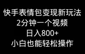 快手表情包变现新玩法，2分钟一个视频，日入800+，小白也能做-大磊资源网