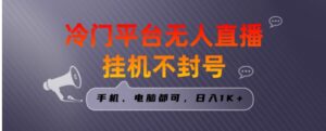 全网首发冷门平台无人直播挂机项目，三天起号日入1000＋，手机电脑都可，日入1K+-大磊资源网