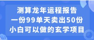 小白可做的玄学项目，出售”龙年运程报告”一份99元单日卖出100份利润9900元，0成本投入【揭秘】-大磊资源网