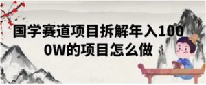 国学赛道项目拆解年入1000W的项目怎么做-大磊资源网