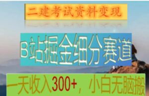 B站掘金细分赛道，二建考试资料变现，一天收入300+，操作简单，纯小白也能轻松上手-大磊资源网