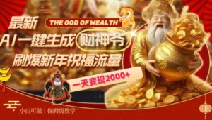 最新AI一键生成财神爷，刷爆新年祝福流量，一天变现2000+-大磊资源网