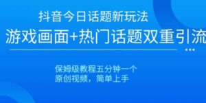 抖音今日话题新玩法，游戏画面+热门话题双重引流，保姆级教程五分钟一个【揭秘】-大磊资源网