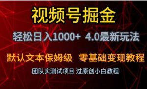 视频号掘金轻松日入1000+4.0最新保姆级玩法零基础变现教程【揭秘】-大磊资源网