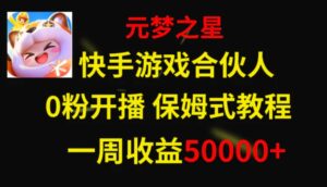 快手游戏新风口，元梦之星合伙人，一周收入50000+-大磊资源网