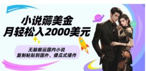 小说薅美金月轻松入2000美元项目、无脑搬运国内小说复制粘贴到国外、傻瓜式操作-大磊资源网