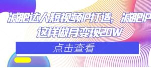 减肥达人短视频IP打造，减肥IP这样做月变现20W-大磊资源网