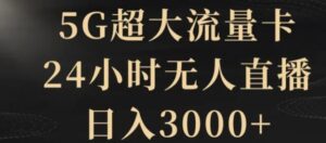 5G超大流量卡，24小时无人直播，日入3000+【揭秘】-大磊资源网