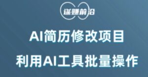AI简历修改项目，利用AI工具批量化操作，小白轻松日200+-大磊资源网