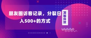 朋友圈访客记录，分裂日入500+，变现加分裂-大磊资源网