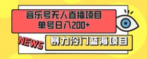 音乐号无人直播项目，单号日入200+妥妥暴力蓝海项目最主要是小白也可操作-大磊资源网