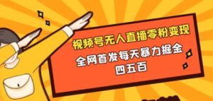 微信视频号无人直播零粉变现，全网首发每天暴力掘金四五百-大磊资源网