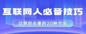 互联网人的必备技巧，剪映视频剪辑的20种去重方法，小白也能通过二创过原创-大磊资源网