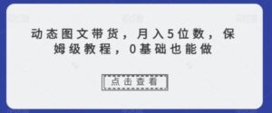 动态图文带货，月入5位数，保姆级教程，0基础也能做【揭秘】-大磊资源网