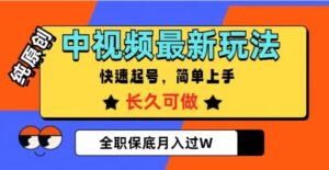 中视频最新玩法，纯原创，项目长久快速起号，简单上手，全职保底月入过W【揭秘】-大磊资源网