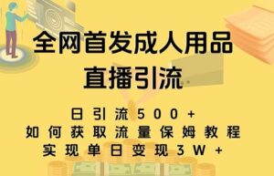 最新全网独创首发，成人用品直播引流获客暴力玩法，单日变现3w保姆级教程-大磊资源网