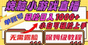 烧脑小游戏直播，单账号日入1000+，无需露脸小白可轻松上手-大磊资源网