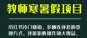 小红书冷门赛道，教师寒暑假项目，多种连环套的变现方式，还能矩阵操作放大收益【揭秘】-大磊资源网