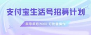 支付宝生活号作者招募计划，单号单月2600，可批量去做，工作室一人一个月轻松1w+【揭秘】-大磊资源网