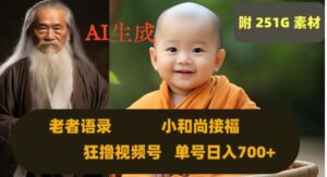 Ai生成小和尚接福，老者语录，狂撸视频，日入700+内附251G素材【揭秘】-大磊资源网