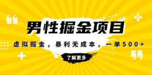 暴利虚拟掘金，男杏健康赛道，成本高客单，单月轻松破万-大磊资源网
