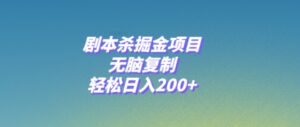 剧本杀掘金项目，无脑复制，轻松日入200+-大磊资源网