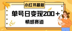 小红书情感赛道最新玩法，2分钟一条原创作品，单号日变现200＋可批量可矩阵-大磊资源网
