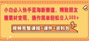 小白必入快手蓝海新赛道，精致朋友圈素材变现，操作简单轻松日入300-大磊资源网