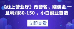 《线上营业厅》改套餐，赚佣金一旦利润80-150，小白副业首选【揭秘】-大磊资源网