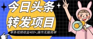 今日头条转发项目，单条视频收益400+,操作无脑简单【揭秘】-大磊资源网