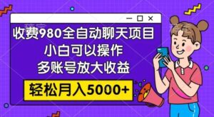 收费980的全自动聊天玩法，小白可以操作，多账号放大收益，轻松月入5000+-大磊资源网