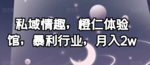 私域情趣，橙仁体验馆，暴利行业，月入2w【揭秘】-大磊资源网