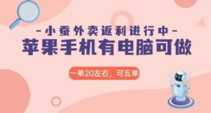 美团外卖合作软件小蚕返利，免米日入60＋，有苹果手机，电脑就可以做！-大磊资源网