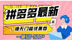 一单50—500加，拼多多最新撸无门槛优惠卷，目前亲测有效【揭秘】-大磊资源网