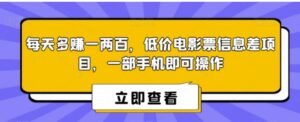 每天多赚一两百，低价电影票信息差项目，一部手机即可操作-大磊资源网