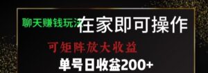 靠聊天赚钱，在家就能做，可矩阵放大收益，单号日利润200+美滋滋【揭秘】-大磊资源网