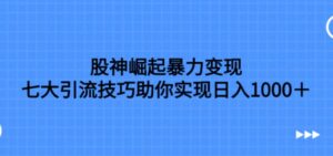 股神崛起暴力变现，七大引流技巧助你实现日入1000＋，按照流程操作-大磊资源网