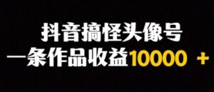 抖音搞怪头像号，一条作品收益10000＋多种变现方式-大磊资源网