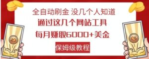 全自动刷金没几个人知道，通过这几个网站工具，每月赚取6000+美金，保姆级教程【揭秘】-大磊资源网