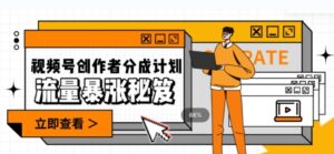 一条视频收益3000+，一条作品涨粉2000+，视频号流量爆炸·的秘籍-大磊资源网
