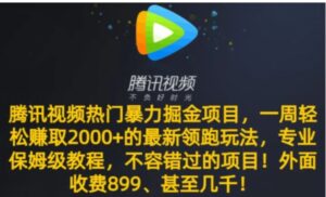 腾讯视频热门暴力掘金项目，一周轻松赚取2000+的最新领跑玩法，专业保姆级教程-大磊资源网